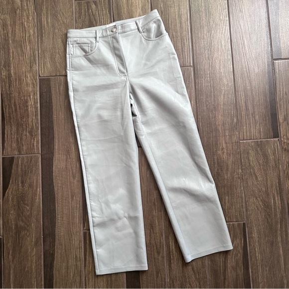 Aritzia Wilfred The Melina High Waisted Vegan Leather Pants in Morado Gray Sz 8 - Picture 4 of 12